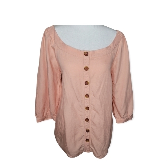 Maeve By Anthropologie Peach Button Down Top Size 6 - Picture 2 of 13